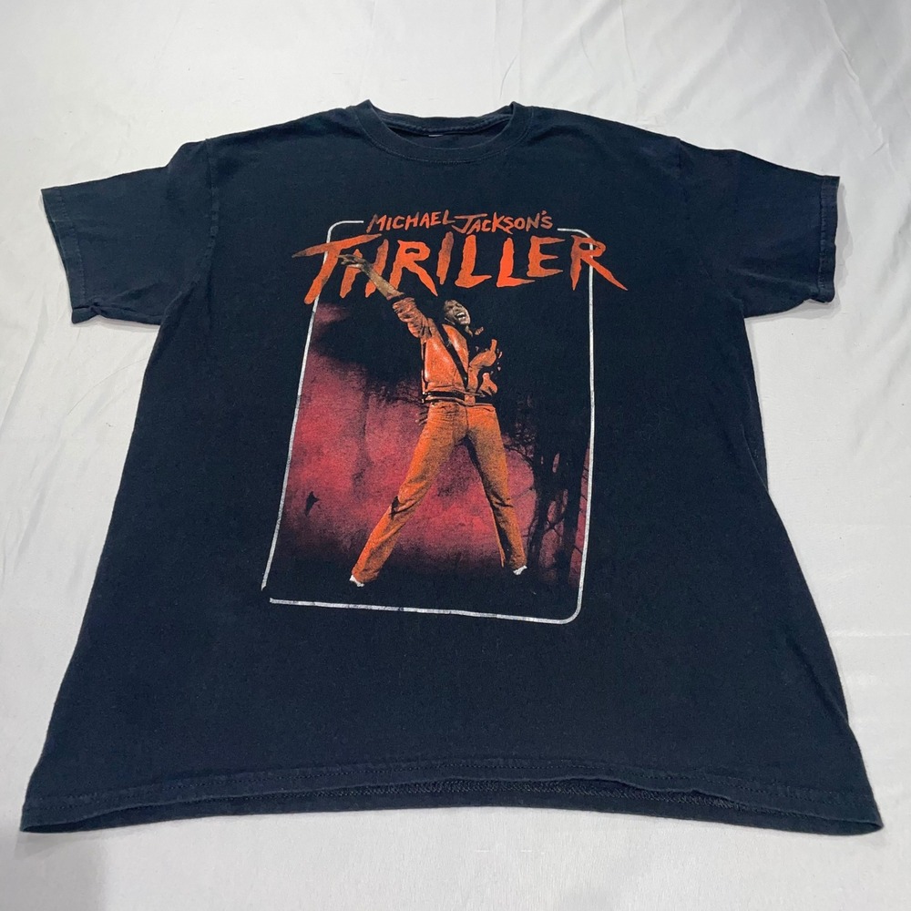Michael Jackson Thriller Graphic T-Shirt Black‎ Short Sleeve Music Merch Tee